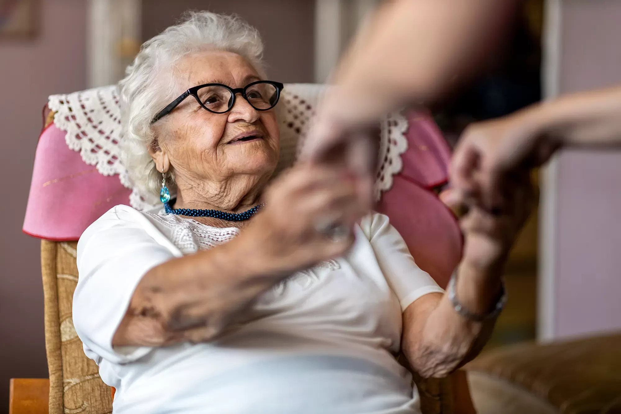 Female caregiver with patient